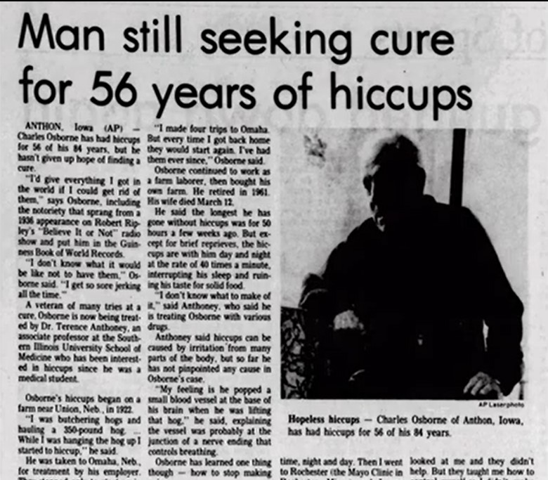 Hiccups ended by chance